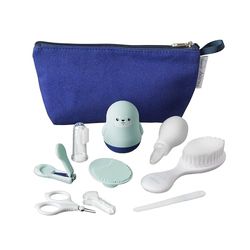 Nuby Kit de Soins pour le Bain de Bébé avec 8 Accessoires Essentiels | Sac de Voyage | Doublure Imperméable | Idéal pour les Voyages ou à la Maison
