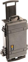 Peli 1510 m Mala Trolley todo-o-terreno para equipamentos eletrónicos e fotográficos, IP57 impermeável ao pó, capacidade de 27 litros, fabricada nos EUA, sem espuma, cor preta
