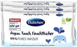Bübchen Aqua Touch chusteczki nawilżające dla noworodków i niemowląt, w 99% czystej wody, (3 x 48 sztuk)