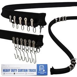 Binario per tenda da soffitto flessibile in alluminio, 3 m, pieghevole, per tende, montaggio a soffitto/parete, per tenda da doccia curva, camper e binario scorrevole (nero)