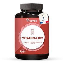 VITAVEA BIEN-ETRE Vitamina B12 Vegana Complemento Alimenticio Inmunidad, Cansancio, Energía, Equilibrio Nervioso, 1000 µg, 100% Metilcobalamina Dosis Elevada, 365 Comprimidos, Tratamiento de 12 Meses