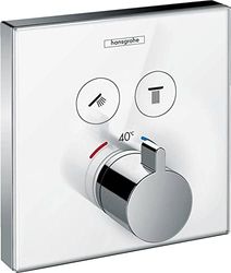 Hansgrohe 15738400 ShowerSelect Glass, termostato empotrado, blanco/cromo, 2 salidas