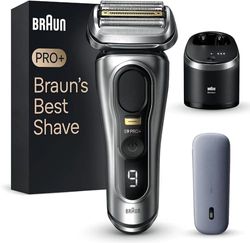 Braun Series 9 Pro+ scheerapparaat voor heren, elektrisch scheerapparaat met 5 Pro scheerelementen, langhaartrimmer en reinigingsstation, scheerapparaat PowerCase, 60 minuten looptijd, Made in