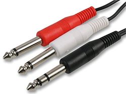 Pro Signal PSG00146 6.35mm (1/4") Stereo Jack Plug to 2x 6.35mm (1/4") Mono Jack Plugs Lead, 2m