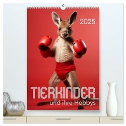 Tierkinder und ihre Hobbys (hochwertiger Premium Wandkalender 2025 DIN A2 hoch), Kunstdruck in Hochglanz: 12 Monate, 12 Tierkinder, 12 Hobbys.