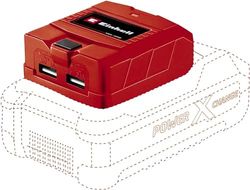 Einhell Power X-Change Cordless USB Charger - Power Bank Adaptor With 2 x USB Ports For Charging Mobile Phones, Tablets or Mp3 - TE-CP 18 Li Solo PXC Battery Adaptor (Battery Not Included)