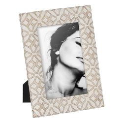 BigBuy Home White Beige Polyresin Photo Frame 6" x 0.7" x 8"