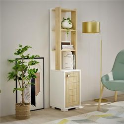 Elegant boekenplank, wit & saffier oak, 29,6 x 134,6 x 21,6 cm, 100% melamine gecoat deelbord, 18 mm dik, ideaal voor modern huis en kantoor