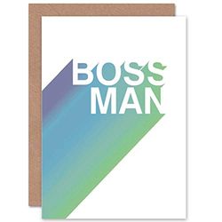 Wee Blue Coo Motywacyjny cytat 'Boss Man Strong Blank Kartka okolicznościowa