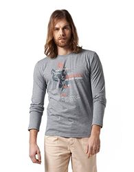 La Martina - Printed cotton T-shirt, Medium Heather Grey, Man, S