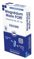 NUTRIGÉE - Magnésium Marin Fort - Équilibre - Anti-Fatigue - Réduit la Fatigue, Favorise Équilibre Psychique et un Système Nerveux Normalisé - 30 Comprimés - Programme de 30 Jours - Fabriqué en France