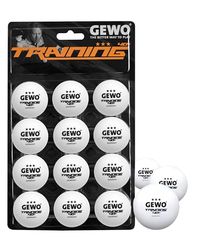 GEWO - Bola de treino 40+, pacote de 12 unidades, unissexo adulto, bola de ping pongue, 85931200, branco, 40 mm
