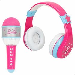 ColorBaby Barbie Set Cuffie Bluetooth senza fili per archetto e microfono, luci colorate, gioco karaoke, con cavo USB, regali per ragazze di 4 anni, giocattoli per ragazze (47868)