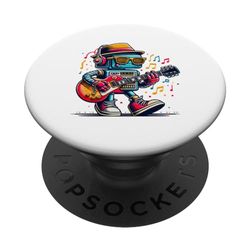 Rockin' Blues Robot Blues Chitarra Rock and Roll Robot PopSockets PopGrip Intercambiabile