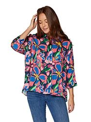 Mavi Dames shirt met lange mouwen, Navy Big Flower Rose Violet Print, M