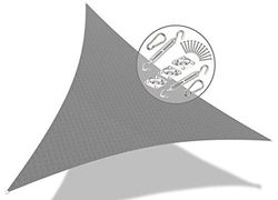 vounot Driehoekige schaduwhoes met montageset | 100% nieuw ademend duurzaam materiaal | HDPE-180 g/m2 | blokkeert 90% UV-stralen | inclusief montageset | maat 3,6 x 3,6 x 3,6 M grijs