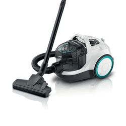 Bosch, odkurzacz bezworkowy, cylindryczny, Serie 4, ProHygienic, 550 W, filtr higieniczny UltraAllergy, mocny, kompaktowy, biało-turkusowy, BGC21HYG1