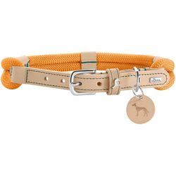 HUNTER Hondenhalsband Malia, kleur: abrikoos/natuur, van soepel touw en robuust leer, licht, duurzaam, moderne en elegante look, frisse kleuren, Made in Germany, maat: 55
