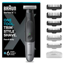 Braun REGOLABARBA UOMO e RASOIO ELETTRICO BARBA E Capelli Series X, Testina Flessibile Con lama 4D A Due Direzioni E Protezione SkinShield, 45 Minuti Di Utilizzo Senza Fili, XT5200
