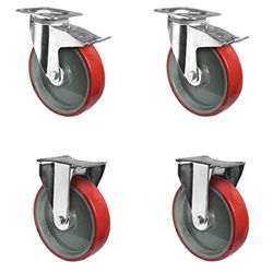 CASCOO SETTPFP160N2U6R1W rullsats 2 styrrullar med fasthållare, 2 rullar polyamid, polyuretan, diameter 160 mm, rulllager, transportrullar, lastbelastning 900 kg (4-pack)