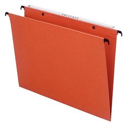 Esselte 10402 Orgarex - Carpeta con ganchos para colgar (tamaño folio, papel de estraza, lomo de 15 mm, base en V, 50 unidades), color naranja