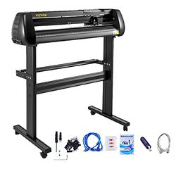 VEVOR Vinylskärare, vinylplottermaskin 870 cm pappersinmatning vinylplotter med golvstativ, skärplotter maskin justerbar hastighet SignMaster programvara för skylttillverkning