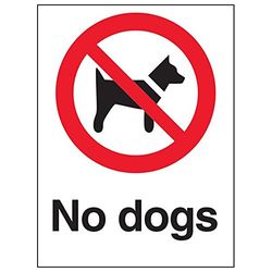 VSafety "No Dogs" skylt, porträtt, (paket med 3), 150mm x 200mm, 3