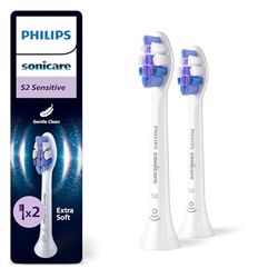 PHILIPS Sonicare S2 Sensitive, testine di ricambio originali, bianco, confezione da 2, HX6052/87, Nuovo, 2 Testine