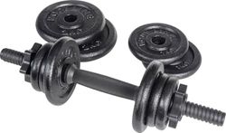 Kit composto da manubrio in vinile con ghiera e dischi in ghisa per un totale di 10kg - perfetto per pesistica fitness, allenamento, palestra a casa