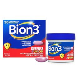 BION 3 Defense Junior - 30 Comprimidos Masticables - Probióticos, Vitaminas y Minerales - Refuerzo Inmunológico Infantil - Sabor Fresa - Sin Gluten (2)