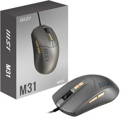 MSI M31 Mouse USB Simmetrico, 7 tasti, Sensore Ottico 3600 DPI, resistente fino a 3 milioni di click