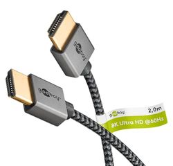 goobay Cavo HDMI ultrasottile/2 m HDMI 2.1 per video 8K, Sharkskin Grey – perfetto per installazioni strette, con video ad alta risoluzione e qualità audio mozzafiato, 75758