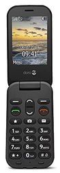 Doro 6040 mobiele telefoon 2G met klapdeksel ontgrendeld voor senioren met grote toetsen, assistent-knop met GPS en laadstation inclusief oplader (zwart)