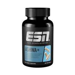 ESN Ashwa +, extracto patentado de raíz de Ashwagandha KSM-66®, 120 cápsulas, baya india del sueño, con magnesio, vitamina B6 y zinc, vegano - made in Germany