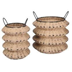 NATURAL LIVING" SET VAN 2 LELIE" MANDEN IN PAPIERVLECHT PM:H47CM EN GM:H50CM