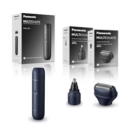Panasonic MULTISHAPE Sistema Modulare ER-CBN1, ER-CNT1 & ER-CSF1 Set, Unità principale con Testina per naso, orecchie e viso, Testina rasoio a 3 lame, batteria ricaricabile Ni-MH, Nero.