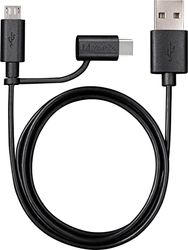 Varta - Cabo 2 em 1 de carregamento e sincronização (Micro USB e USB Type C).