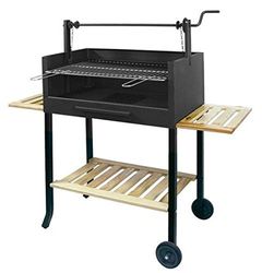 'Imex la Renard 71504-barbecue avec roulettes élévateur et Grille Acier galvanisé 135 x 75 x 42 cm, Couleur : Noir