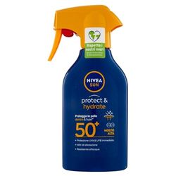 NIVEA SUN Maxi Spray Solar Protect & Hydrate SPF 50+ i 270 ml sprayflaska, 48 h solkräm återfuktande solkräm med biologiskt nedbrytbar formel