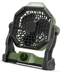 Melchioni Family campingventilator, oplaadbaar, ingebouwde batterij met 5200 mAh, via USB-kabel (meegeleverd), ledlicht, 3 helderheidsniveaus, ventilator 12 cm, 3 snelheden, 180 graden rotatie