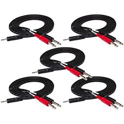 Hosa CMP-159 PAK5 3,5 mm TRS to dual 1/4 inch TS stereo breakout kabel, 3 feet (10 stuks), 5-Pack, 1