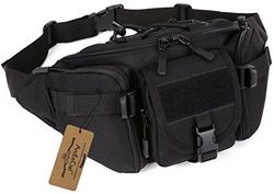 ArcEnCiel Resistente al Agua táctica Cintura Pack Bolsa Militar Fanny Paquetes Hip Cinturón Bolso de la Bolsa para Senderismo Escalada al Aire Libre riñonera - D1006-05-01, Negro
