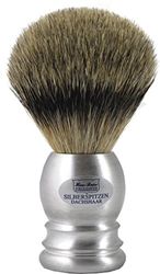 Hans Baier Exclusive - Pennello da barba in vero pelo di tasso argentato, manico in alluminio, misura 1, 77 g