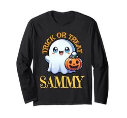 Sammy Nome Personalizzato Carino Fantasma Halloween Maglia a Manica