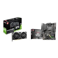 MSI GeForce RTX 3060 VENTUS 2X 12G OC Gaming Graphics Card - 12GB GDDR6 & MAG B550 TOMAHAWK MAX WIFI Motherboard, ATX, AM4 - AMD Ryzen 5000 Ready