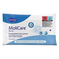 MoliCare Skin - Gants de Toilette Imprégnés Pour Toute Occasion - Peuvent être Chauffés ou Rafraîchis - pH Neutre à la Peau - Sachet de 8 unités