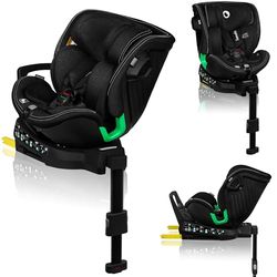 LIONELO HARMONY I-SIZE Silla Coche Bebé Giratoria 360o para Niños 40-150 CM, Fijación ISOFIX+Pata de Estabilización, Reposacabezas y Respaldo Ajustables, Reductor Dri-Seat (BLACK CARBON)