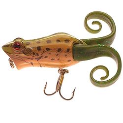 Berkley Frenzy Power Pop Frog; flytande popper-grodbete med PowerBait mjuka ben, toppvattenfiskebete för rovdjur, realistisk imitation med reservben och lockande svans, Leopard Frog