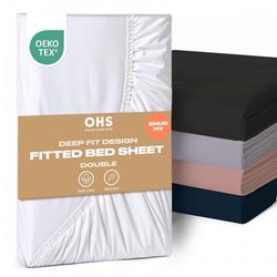 Brentfords Sábana Bajera Ajustable de Microfibra para Cama Doble, de fácil Cuidado, ultrasuave, Resistente a la decoloración, Color Blanco