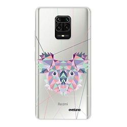 Evetane Beschermhoes compatibel met Xiaomi Redmi Note 9S/Note 9 Pro/Note 9 Pro Max 360 rondom beschermhoes, voorzijde, robuust, transparant, Koala Outline motief